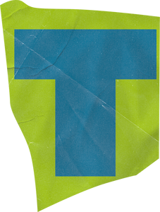 Vibrant Scanned Cutout Letter T